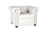 GINER Y COLOMER Sillón Chester uniplaza tapizado en piel natural acabado blanco